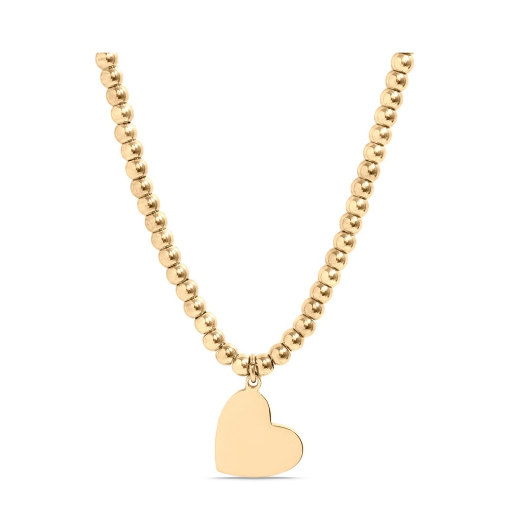 Necklace Bead Gold Bead 18” L, heart Waterproof Women’s Necklace Stainless Steel